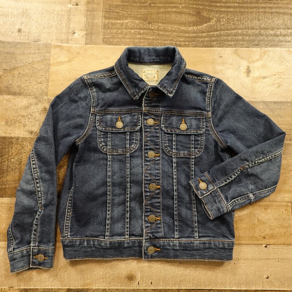 Polo‎ Ralph Lauren Denim Trucker Jacket Kids Small Dark Wash Classic